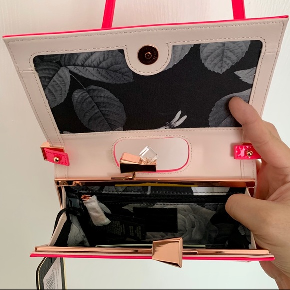 Ted Baker Patent Crystal Neon Pink Crossbody - Picture 4 of 5